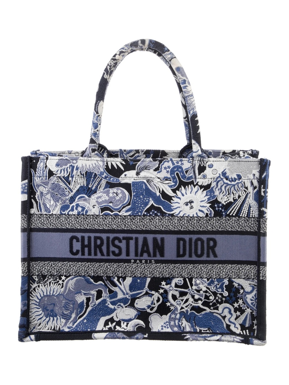 Dior Medium Zodiac Fantastico Embroidered Blue and White Book Tote 2020